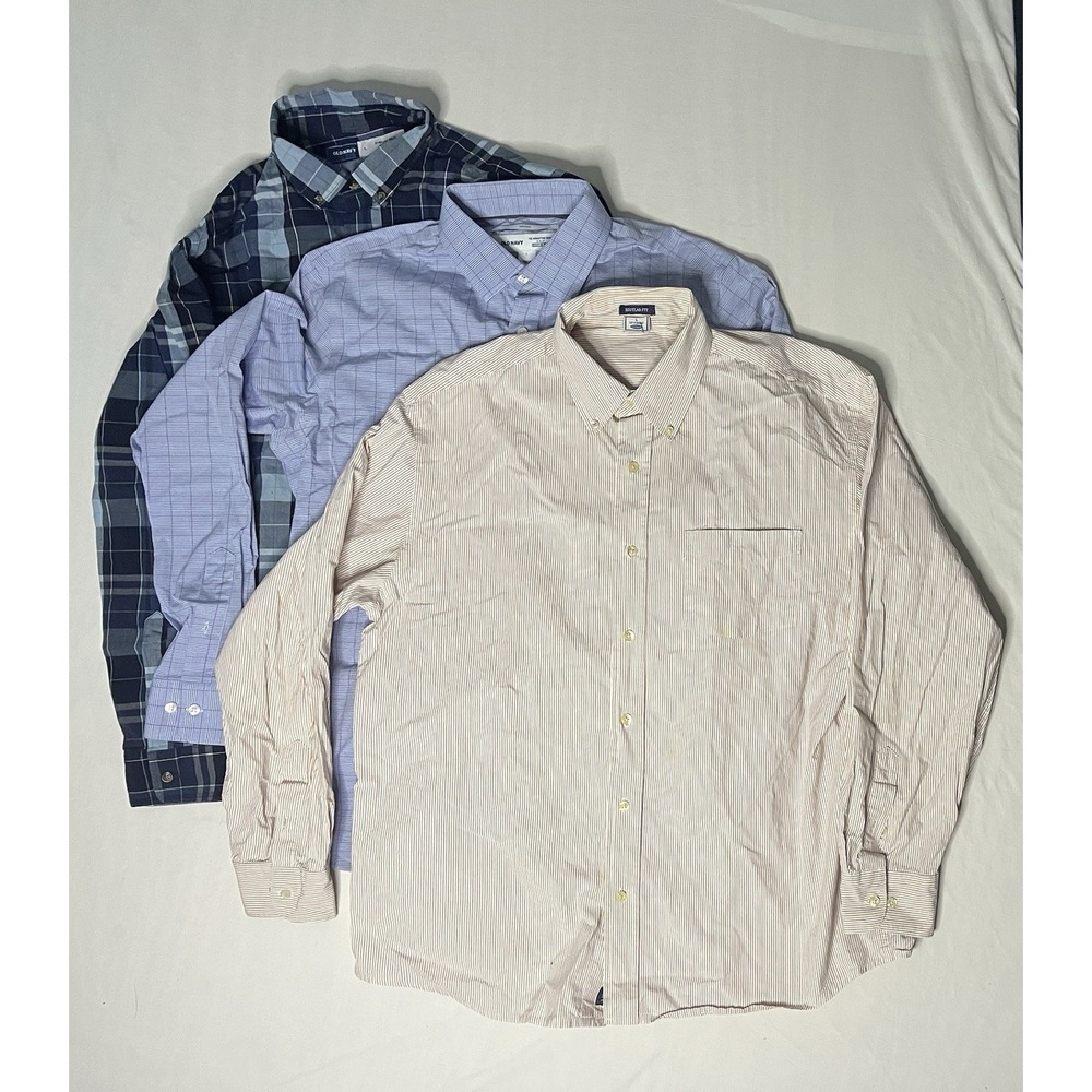 Old Navy Oxford Dress Shirts Men's Large Multicolor Long Sleeve Button Up Lot X3